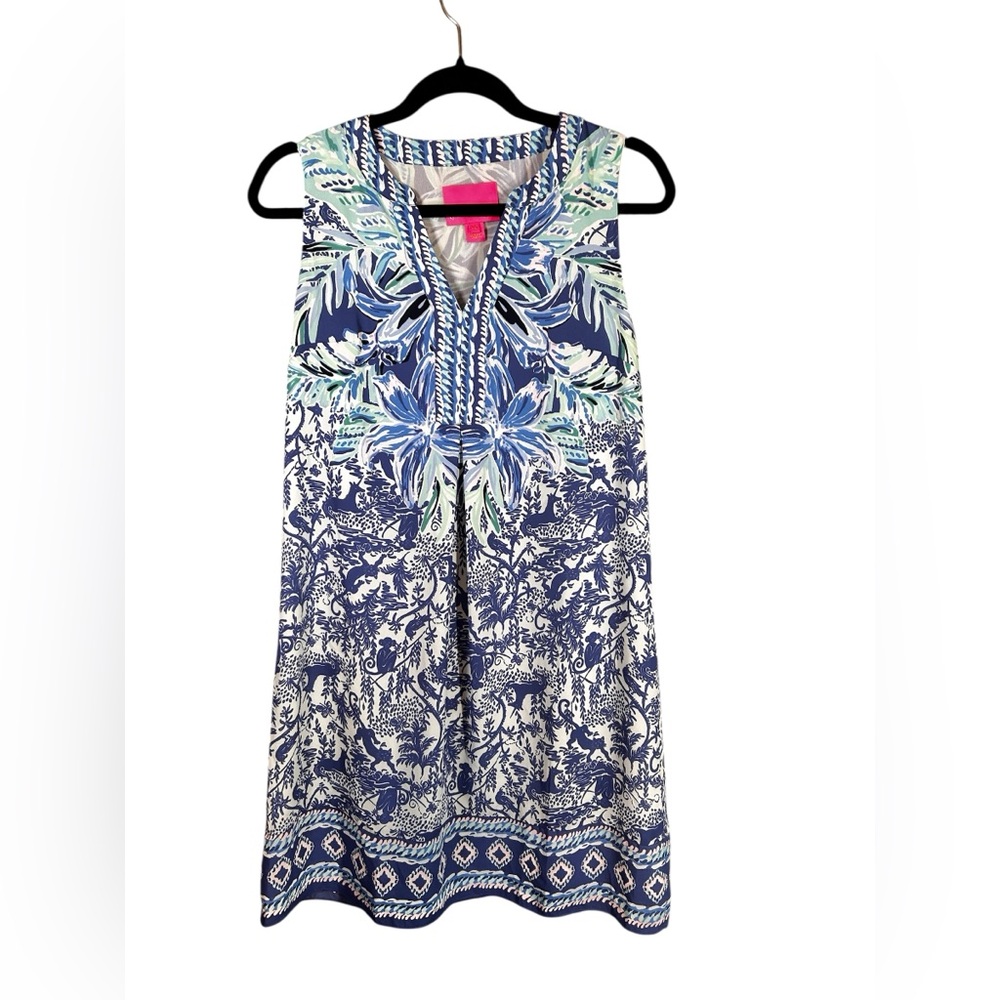 Lilly Pulitzer Evah Shift Dress Navy High Tide Gecko size XS